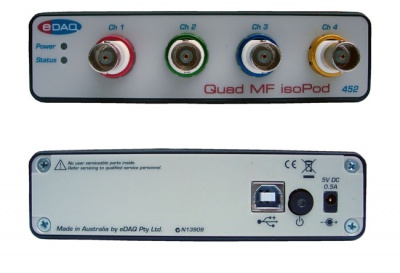 Figure 1. Front and back panels of the EPU452 Quad MF isoPod