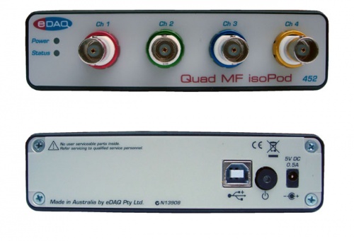  Figure 1. Front and back panels of the EPU452 Quad MF isoPod